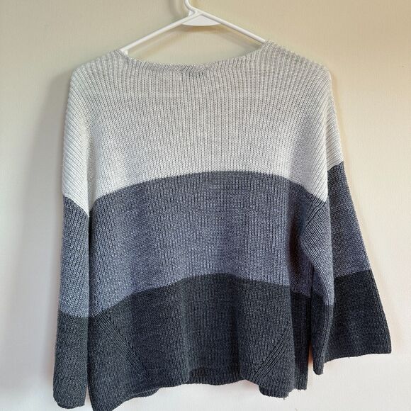 Gentle Fawn Nino Gray Color Block Stripe Knit Sweater Pullover V-Neck XS - Picture 6 of 11
